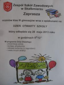 Dzień Otwarty w ZSZ w Skalbmierzu- 28 maja 2013r